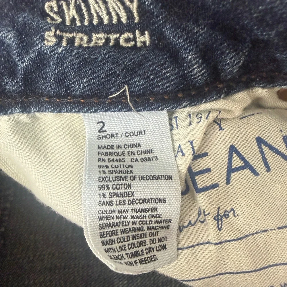 American Eagle Skinny Stretch Jeans Womens 2 Short Dark Wash Low Rise Denim